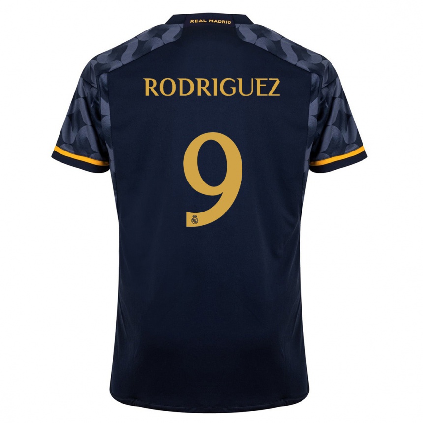 Kinder Fußball Alvaro Rodriguez #9 Dunkelblau Auswärtstrikot Trikot 2023/24 T-Shirt Luxemburg