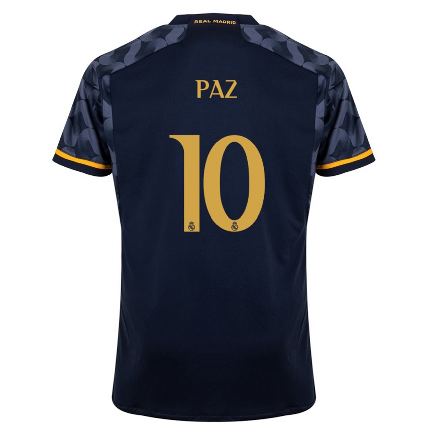 Kinder Fußball Nico Paz #10 Dunkelblau Auswärtstrikot Trikot 2023/24 T-Shirt Luxemburg