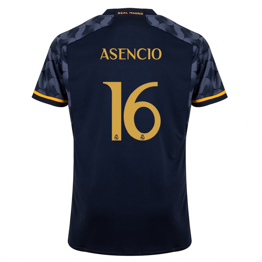 Kinder Fußball Raul Asencio #16 Dunkelblau Auswärtstrikot Trikot 2023/24 T-Shirt Luxemburg