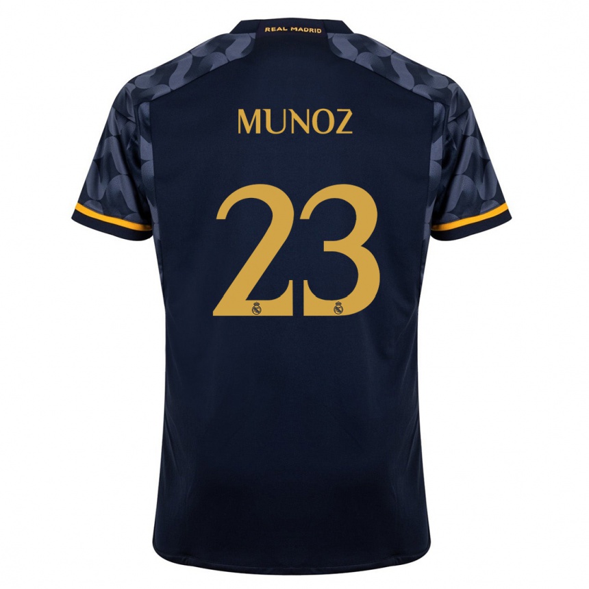 Kinder Fußball Victor Munoz #23 Dunkelblau Auswärtstrikot Trikot 2023/24 T-Shirt Luxemburg