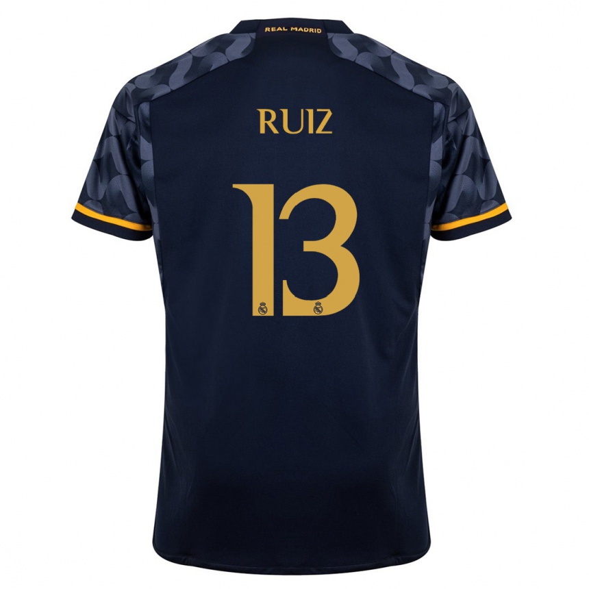 Kinder Fußball Guillermo Ruiz #13 Dunkelblau Auswärtstrikot Trikot 2023/24 T-Shirt Luxemburg