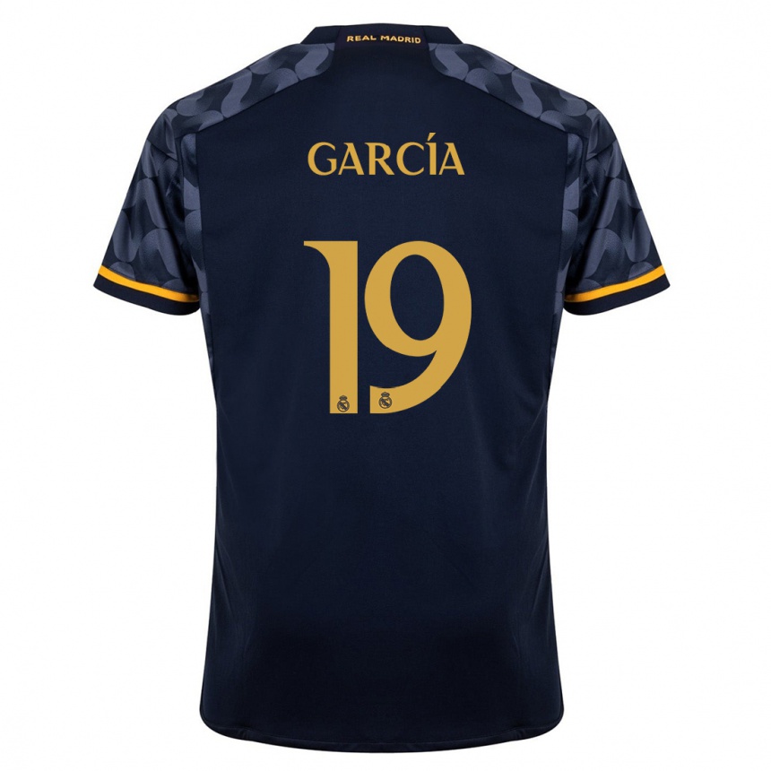 Kinder Fußball Andrés García #19 Dunkelblau Auswärtstrikot Trikot 2023/24 T-Shirt Luxemburg