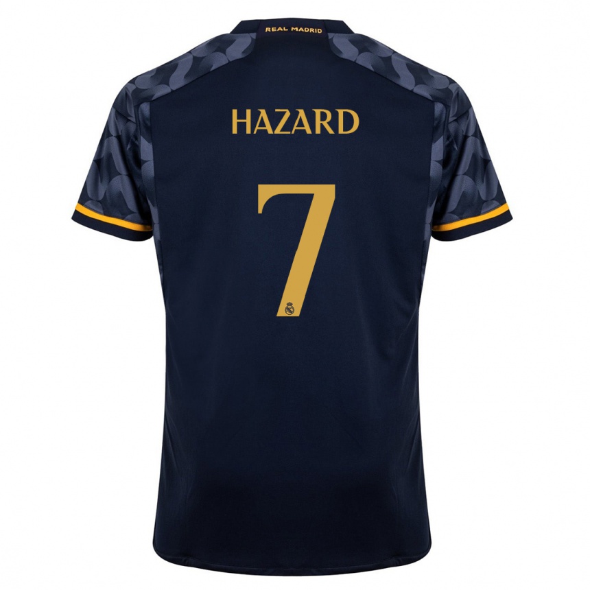 Kinder Fußball Eden Hazard #7 Dunkelblau Auswärtstrikot Trikot 2023/24 T-Shirt Luxemburg