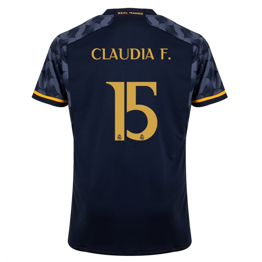 Kinder Fußball Claudia Florentino #15 Dunkelblau Auswärtstrikot Trikot 2023/24 T-Shirt Luxemburg