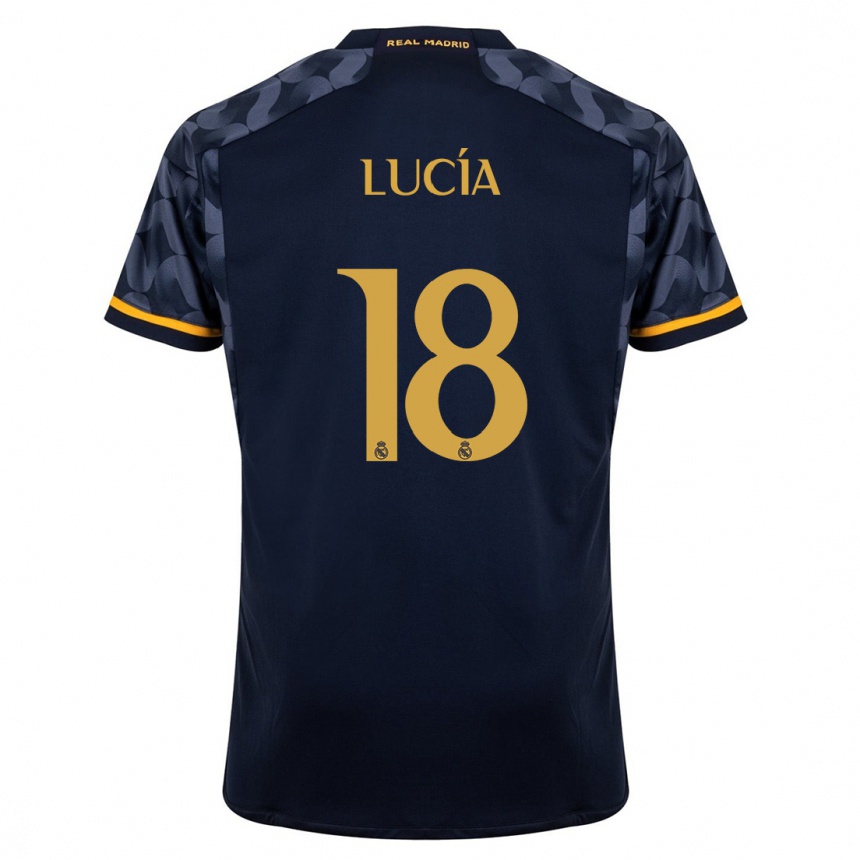 Kinder Fußball Lucia Rodriguez #18 Dunkelblau Auswärtstrikot Trikot 2023/24 T-Shirt Luxemburg