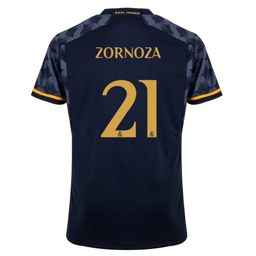 Kinder Fußball Claudia Zornoza #21 Dunkelblau Auswärtstrikot Trikot 2023/24 T-Shirt Luxemburg