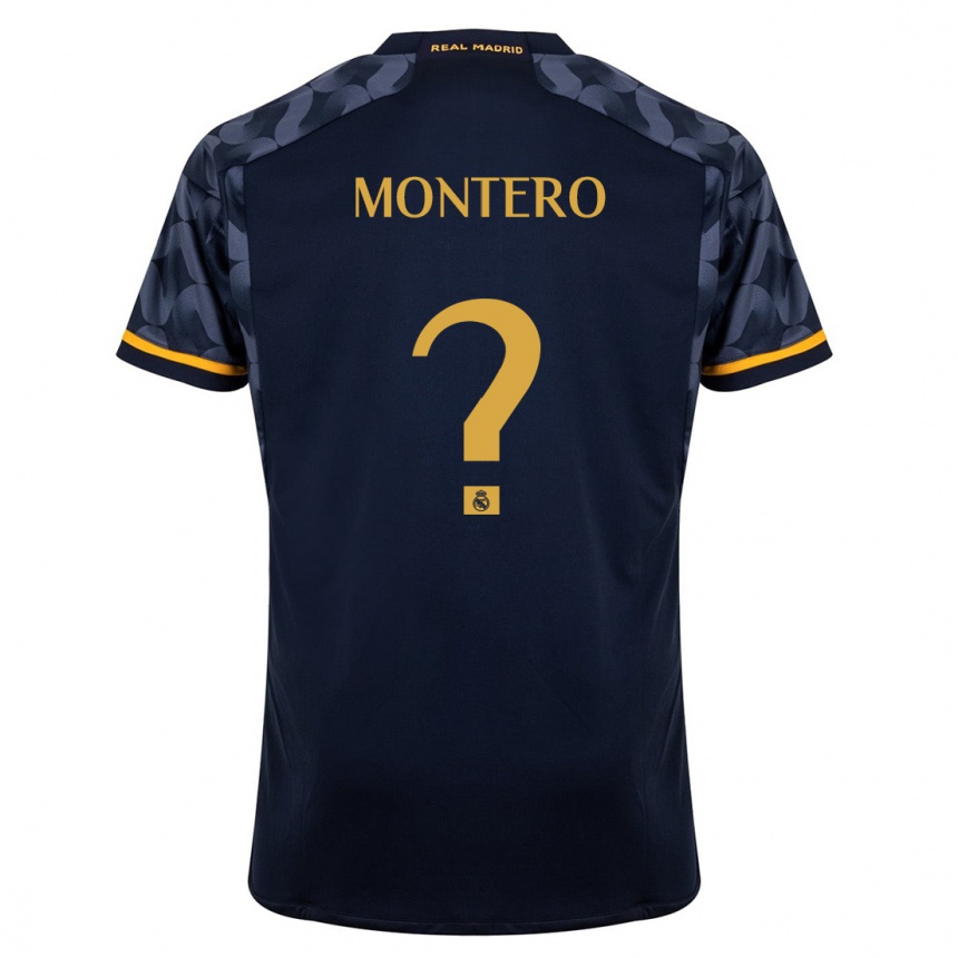 Kinder Fußball Ruben Montero #0 Dunkelblau Auswärtstrikot Trikot 2023/24 T-Shirt Luxemburg