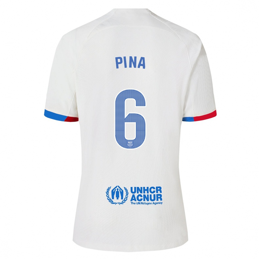 Kinder Fußball Claudia Pina #6 Weiß Auswärtstrikot Trikot 2023/24 T-Shirt Luxemburg