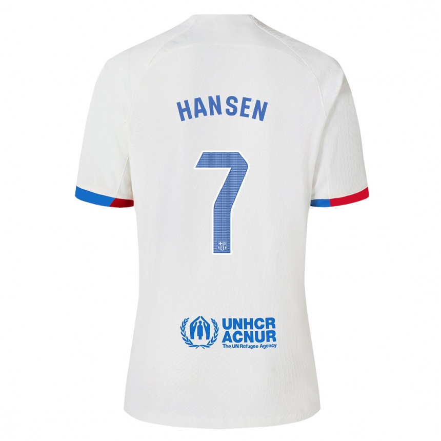 Kinder Fußball Caroline Graham Hansen #7 Weiß Auswärtstrikot Trikot 2023/24 T-Shirt Luxemburg