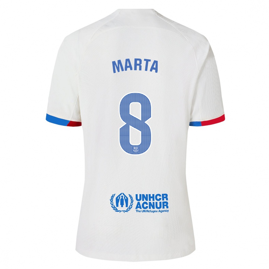 Kinder Fußball Marta Torrejon #8 Weiß Auswärtstrikot Trikot 2023/24 T-Shirt Luxemburg