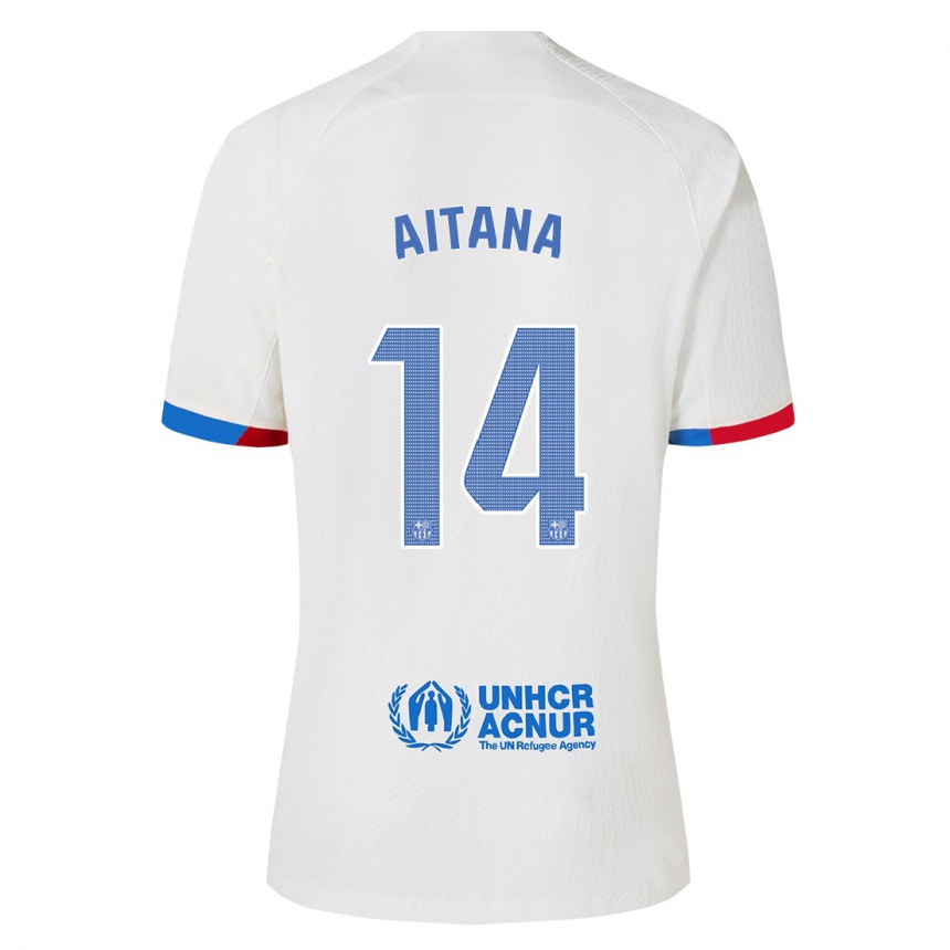 Kinder Fußball Aitana Bonmati #14 Weiß Auswärtstrikot Trikot 2023/24 T-Shirt Luxemburg