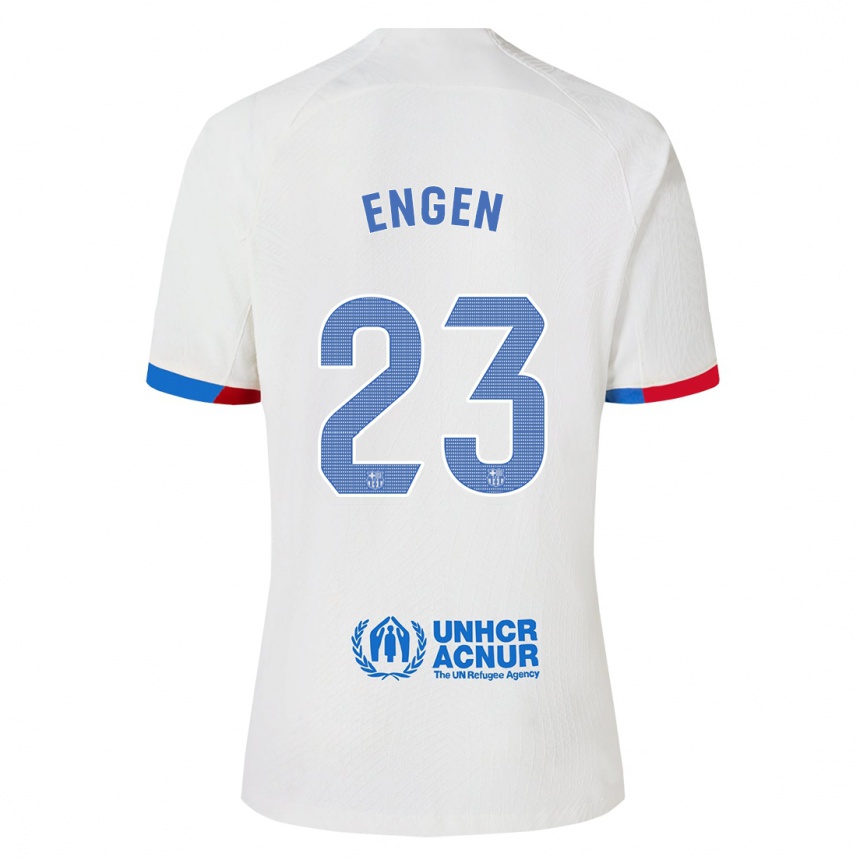 Kinder Fußball Ingrid Engen #23 Weiß Auswärtstrikot Trikot 2023/24 T-Shirt Luxemburg