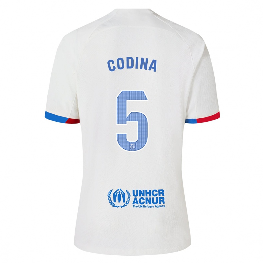 Kinder Fußball Laia Codina #5 Weiß Auswärtstrikot Trikot 2023/24 T-Shirt Luxemburg