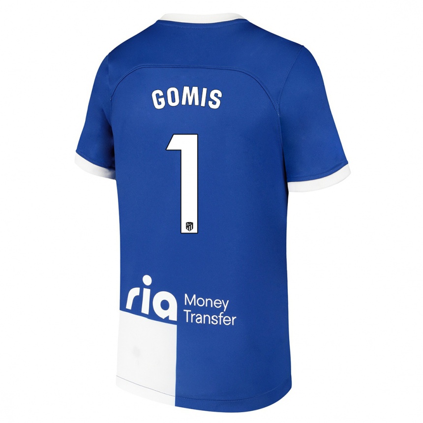 Kinder Fußball Antonio Gomis #1 Blau Weiss Auswärtstrikot Trikot 2023/24 T-Shirt Luxemburg