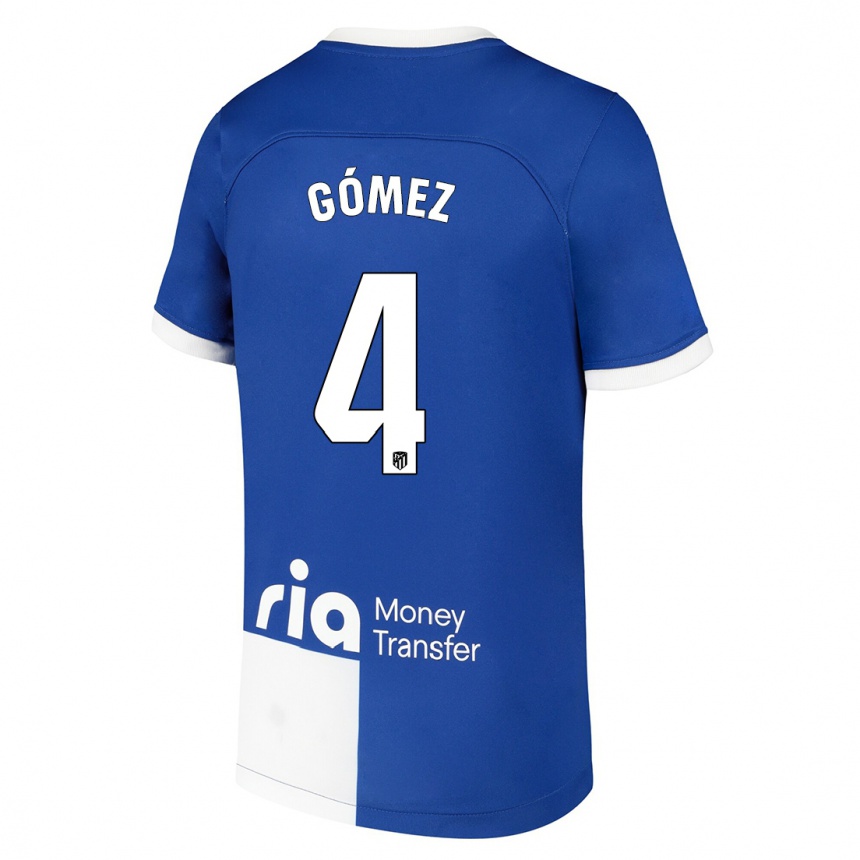 Kinder Fußball Mariano Gómez #4 Blau Weiss Auswärtstrikot Trikot 2023/24 T-Shirt Luxemburg