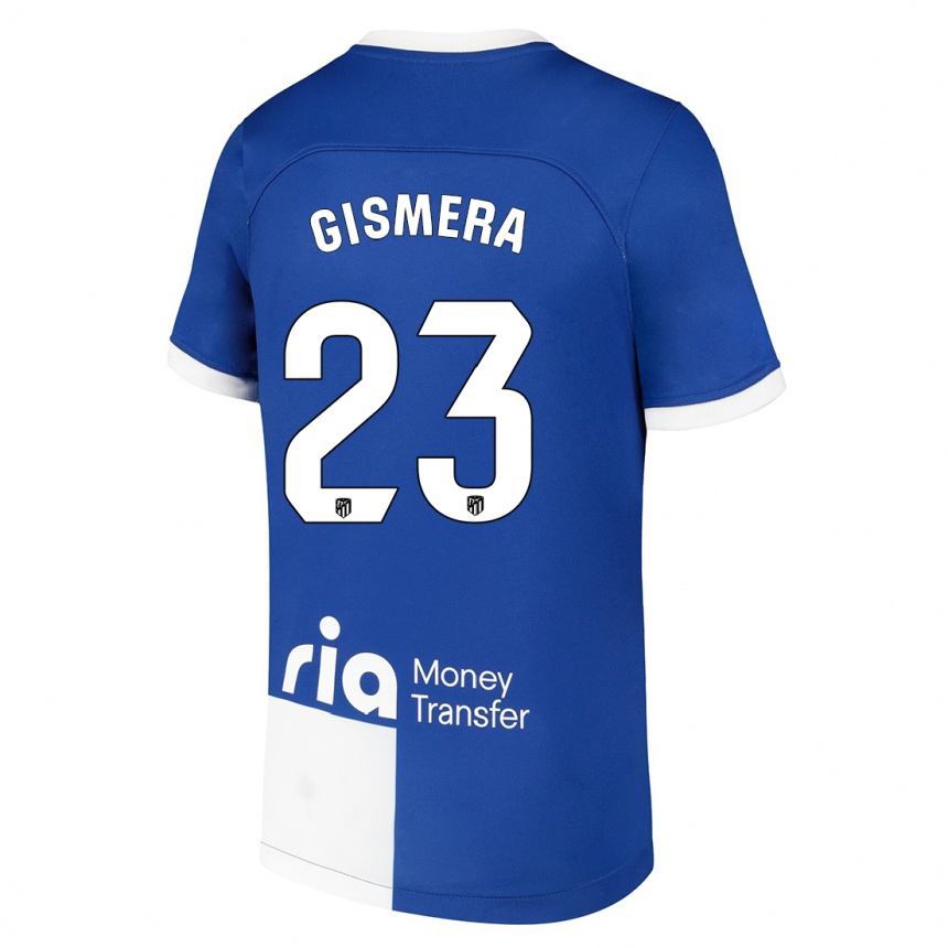 Kinder Fußball Aitor Gismera #23 Blau Weiss Auswärtstrikot Trikot 2023/24 T-Shirt Luxemburg