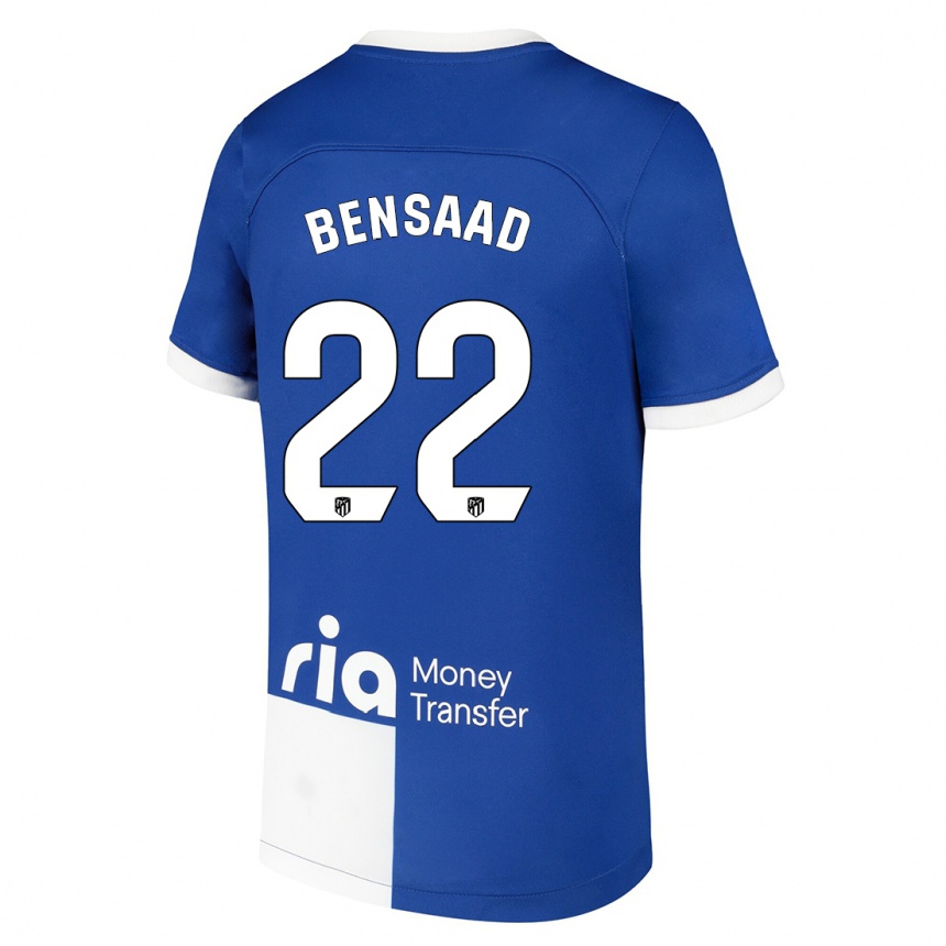 Kinder Fußball Adnane Bensaad #22 Blau Weiss Auswärtstrikot Trikot 2023/24 T-Shirt Luxemburg