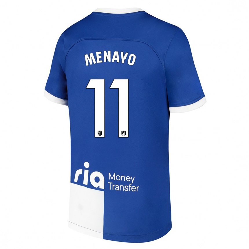 Kinder Fußball Carmen Menayo #11 Blau Weiss Auswärtstrikot Trikot 2023/24 T-Shirt Luxemburg
