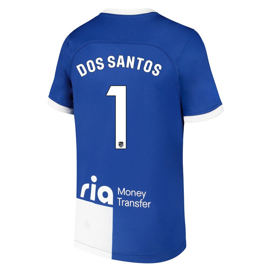 Kinder Fußball Alex Dos Santos #1 Blau Weiss Auswärtstrikot Trikot 2023/24 T-Shirt Luxemburg