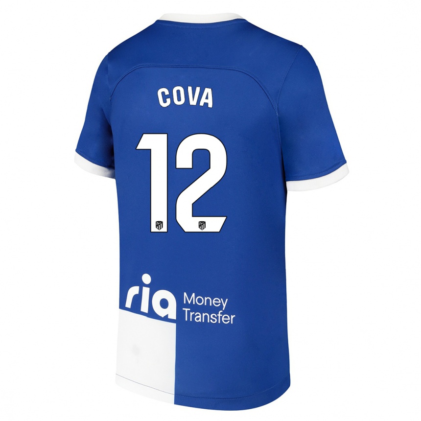 Kinder Fußball Adrian Cova #12 Blau Weiss Auswärtstrikot Trikot 2023/24 T-Shirt Luxemburg