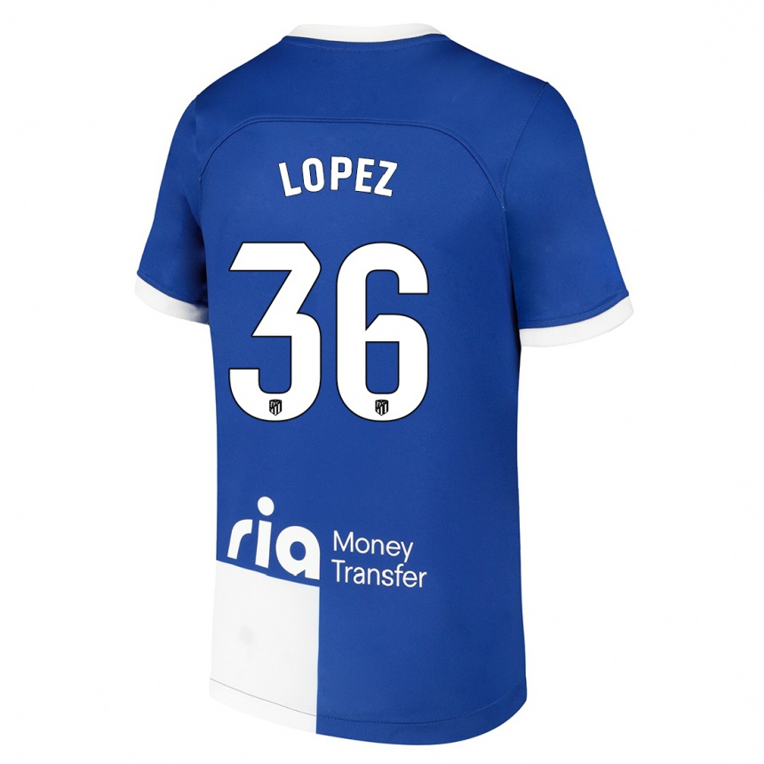 Kinder Fußball David Lopez #36 Blau Weiss Auswärtstrikot Trikot 2023/24 T-Shirt Luxemburg