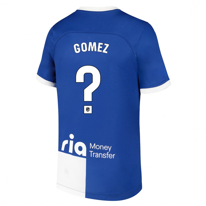 Kinder Fußball Javi Gomez #0 Blau Weiss Auswärtstrikot Trikot 2023/24 T-Shirt Luxemburg