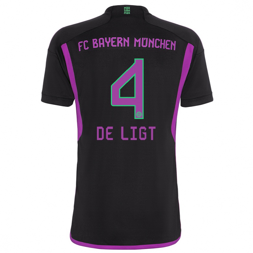 Kinder Fußball Matthijs De Ligt #4 Schwarz Auswärtstrikot Trikot 2023/24 T-Shirt Luxemburg