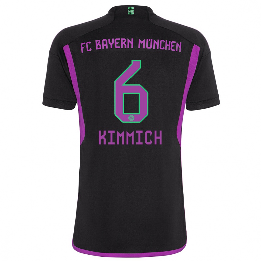 Kinder Fußball Joshua Kimmich #6 Schwarz Auswärtstrikot Trikot 2023/24 T-Shirt Luxemburg