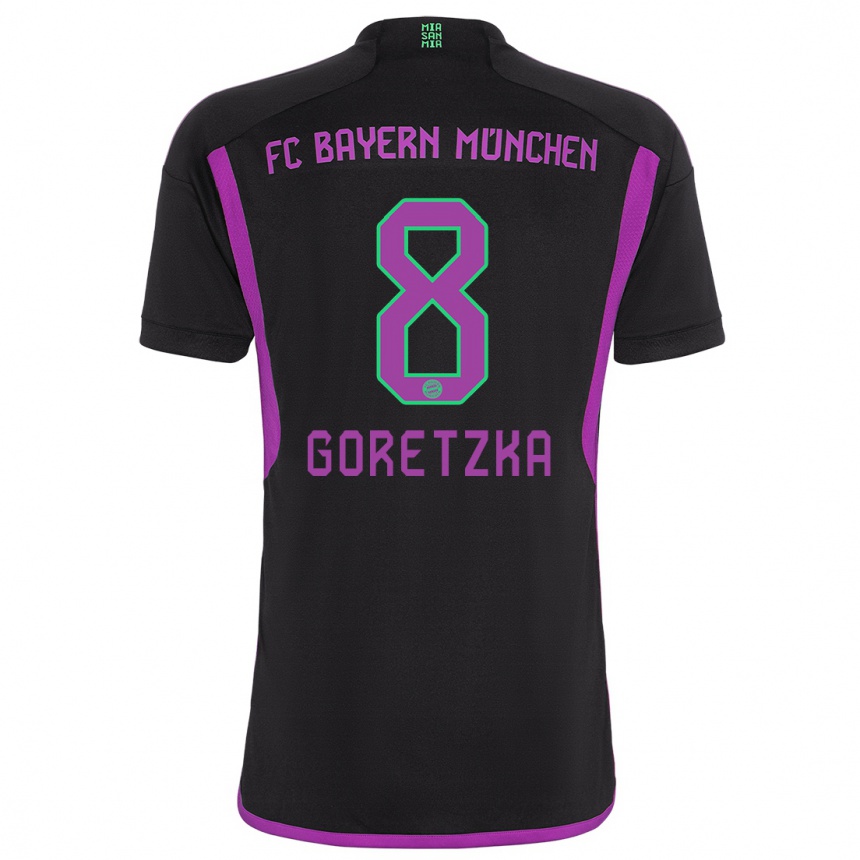 Kinder Fußball Leon Goretzka #8 Schwarz Auswärtstrikot Trikot 2023/24 T-Shirt Luxemburg