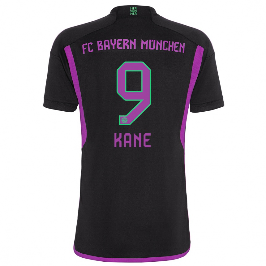 Kinder Fußball Harry Kane #9 Schwarz Auswärtstrikot Trikot 2023/24 T-Shirt Luxemburg