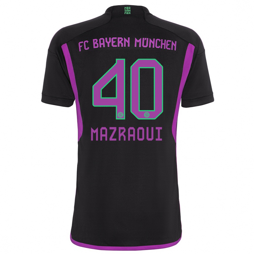 Kinder Fußball Noussair Mazraoui #40 Schwarz Auswärtstrikot Trikot 2023/24 T-Shirt Luxemburg