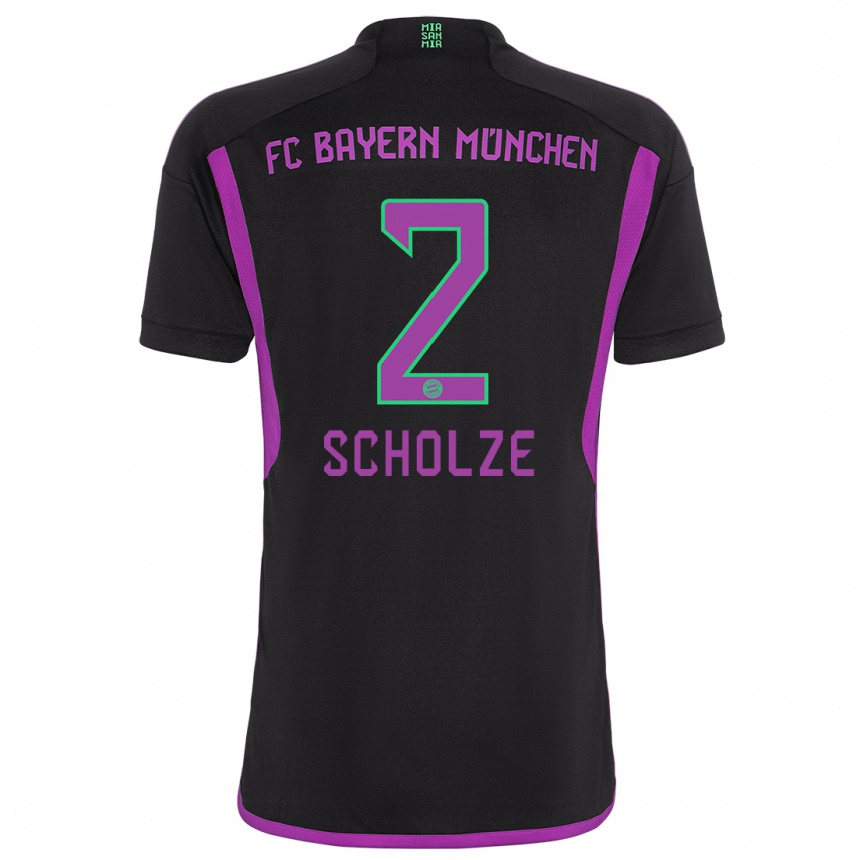 Kinder Fußball Max Scholze #2 Schwarz Auswärtstrikot Trikot 2023/24 T-Shirt Luxemburg