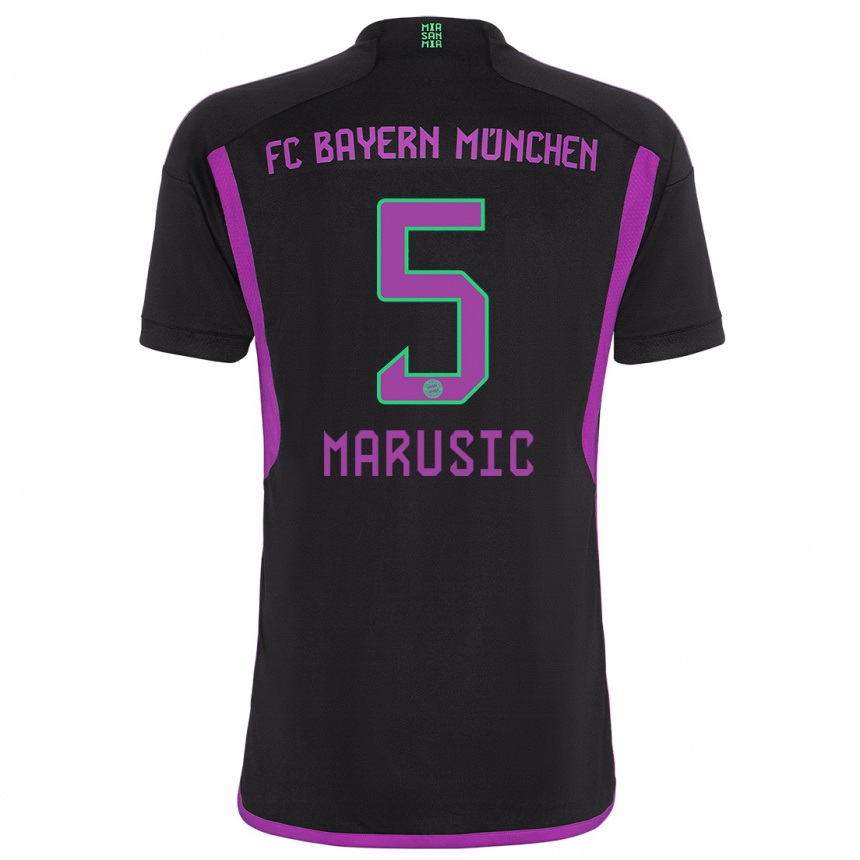 Kinder Fußball Gabriel Marusic #5 Schwarz Auswärtstrikot Trikot 2023/24 T-Shirt Luxemburg