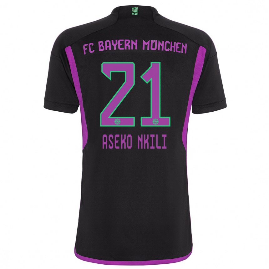 Kinder Fußball Noel Aseko Nkili #21 Schwarz Auswärtstrikot Trikot 2023/24 T-Shirt Luxemburg