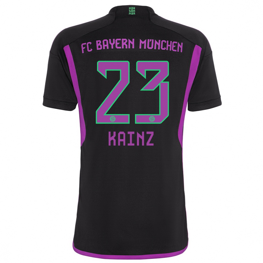Kinder Fußball Manuel Kainz #23 Schwarz Auswärtstrikot Trikot 2023/24 T-Shirt Luxemburg