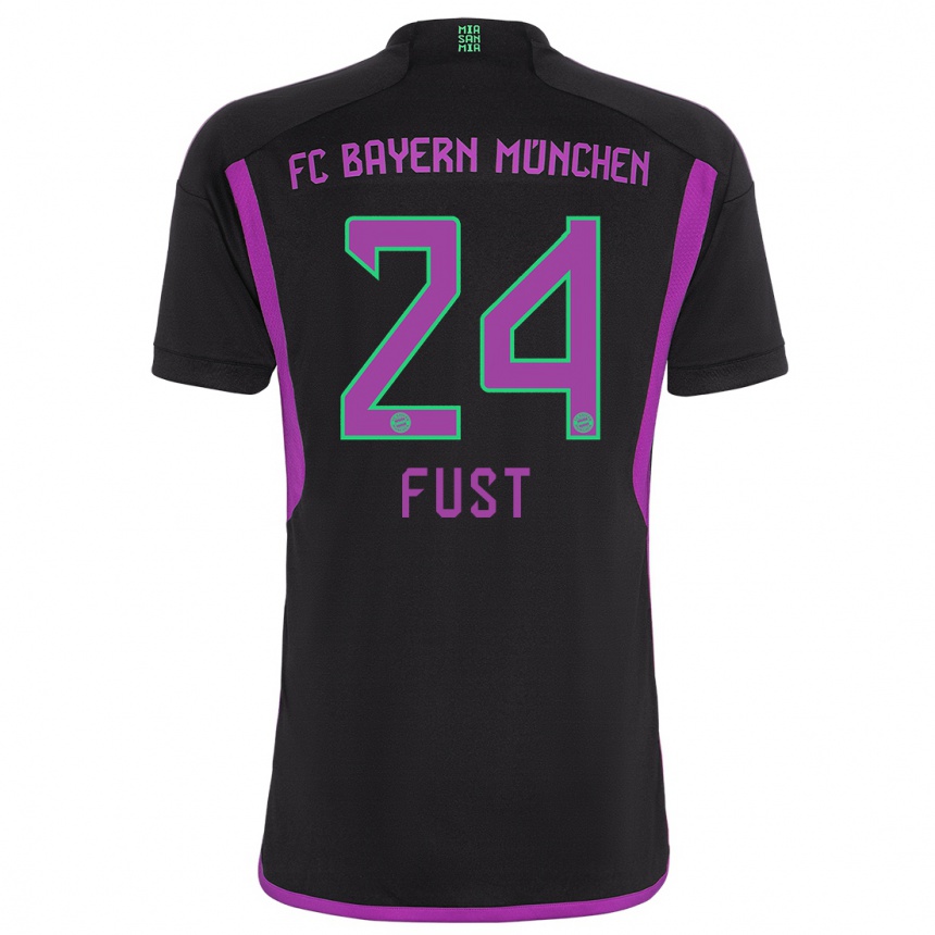 Kinder Fußball Leon Fust #24 Schwarz Auswärtstrikot Trikot 2023/24 T-Shirt Luxemburg