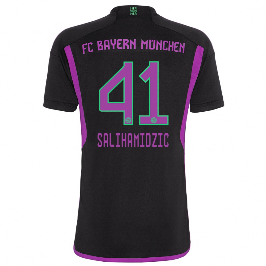 Kinder Fußball Nick Salihamidzic #41 Schwarz Auswärtstrikot Trikot 2023/24 T-Shirt Luxemburg