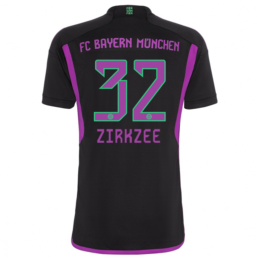 Kinder Fußball Joshua Zirkzee #32 Schwarz Auswärtstrikot Trikot 2023/24 T-Shirt Luxemburg