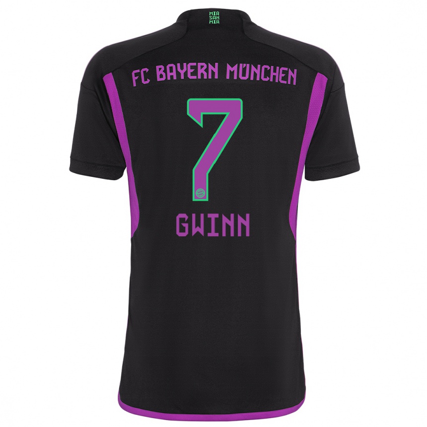 Kinder Fußball Giulia Gwinn #7 Schwarz Auswärtstrikot Trikot 2023/24 T-Shirt Luxemburg