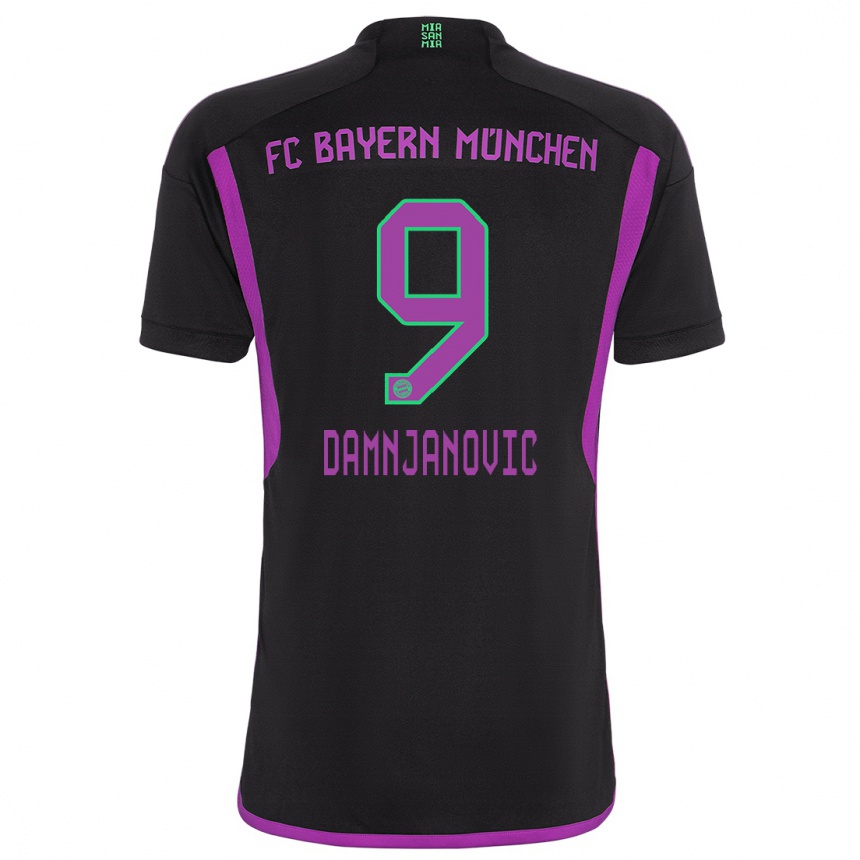 Kinder Fußball Jovana Damnjanovic #9 Schwarz Auswärtstrikot Trikot 2023/24 T-Shirt Luxemburg