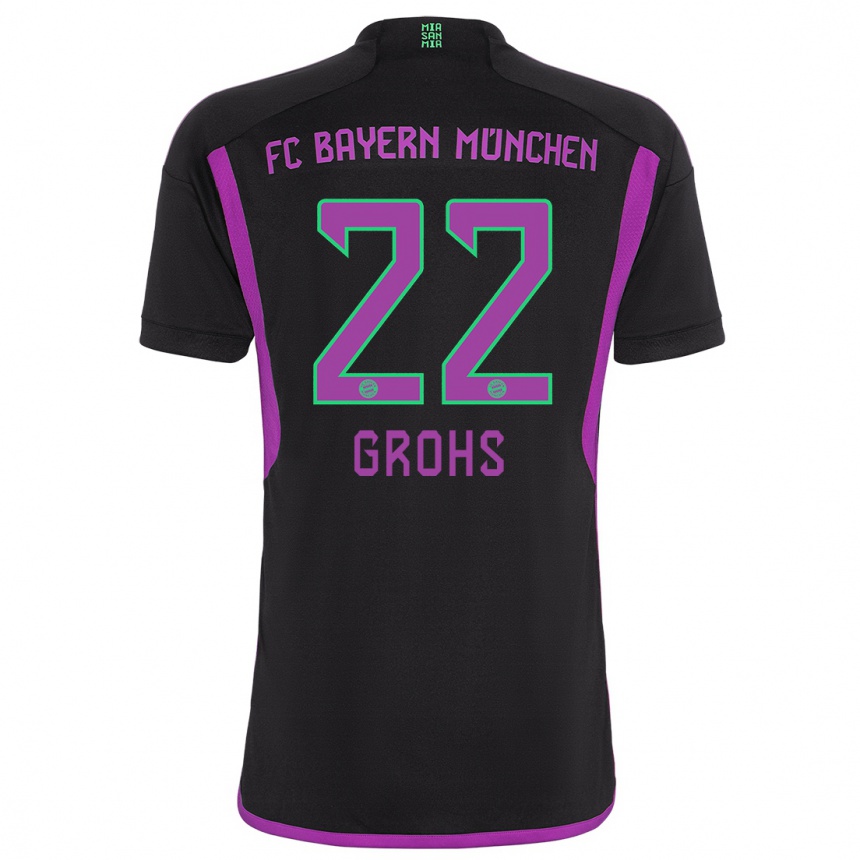 Kinder Fußball Maria Luisa Grohs #22 Schwarz Auswärtstrikot Trikot 2023/24 T-Shirt Luxemburg