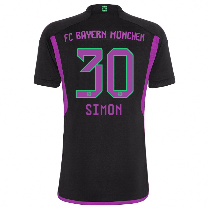 Kinder Fußball Carolin Simon #30 Schwarz Auswärtstrikot Trikot 2023/24 T-Shirt Luxemburg