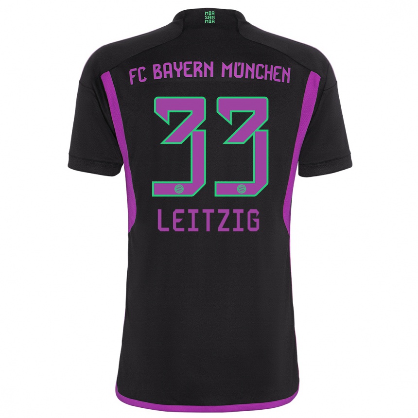 Kinder Fußball Janina Leitzig #33 Schwarz Auswärtstrikot Trikot 2023/24 T-Shirt Luxemburg