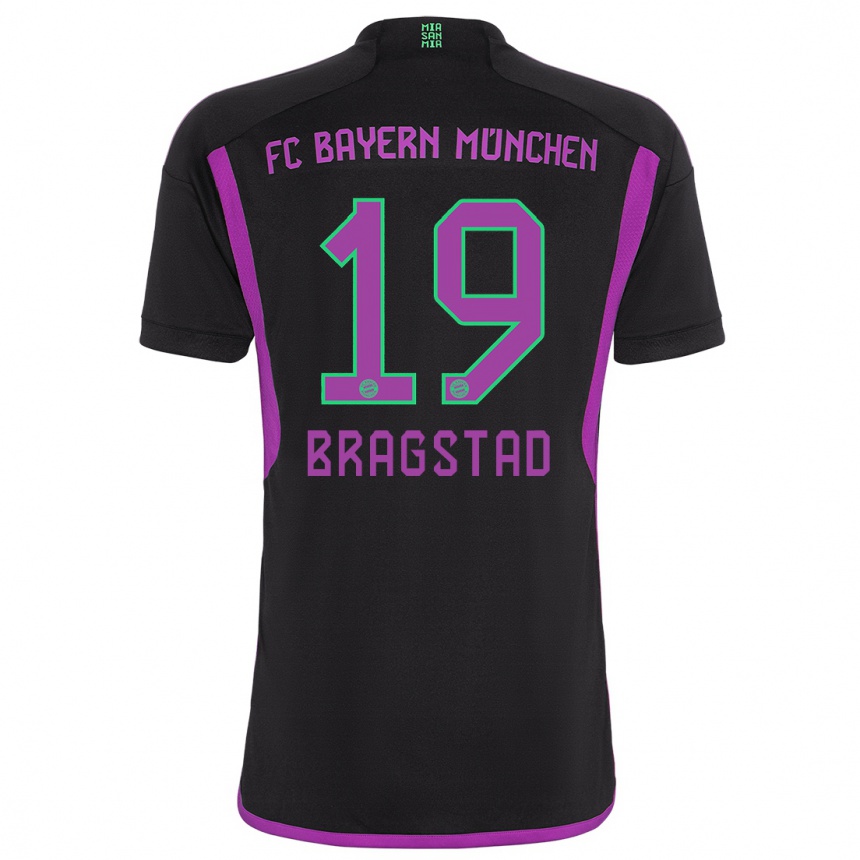 Kinder Fußball Emilie Bragstad #19 Schwarz Auswärtstrikot Trikot 2023/24 T-Shirt Luxemburg