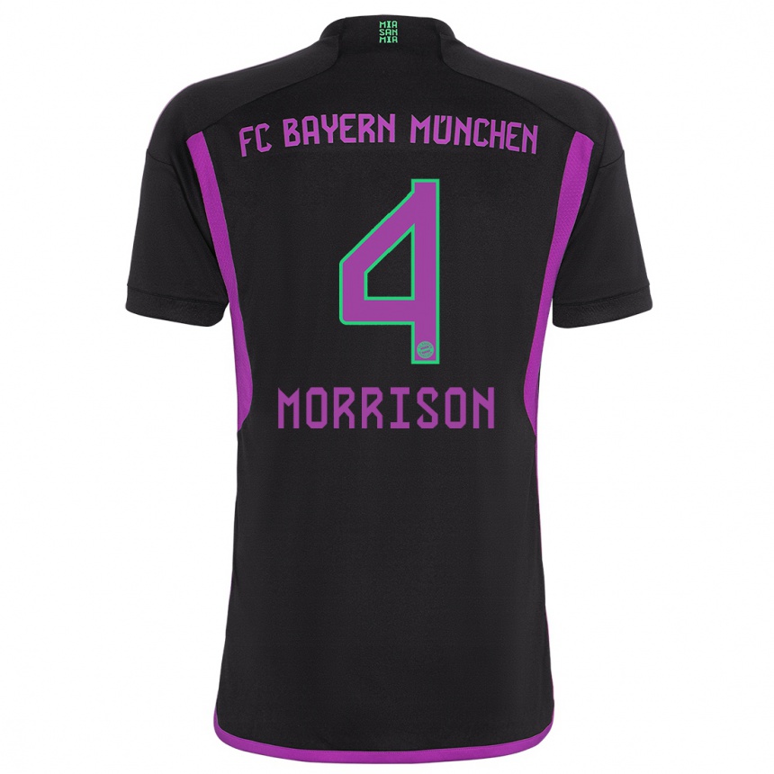 Kinder Fußball Liam Morrison #4 Schwarz Auswärtstrikot Trikot 2023/24 T-Shirt Luxemburg