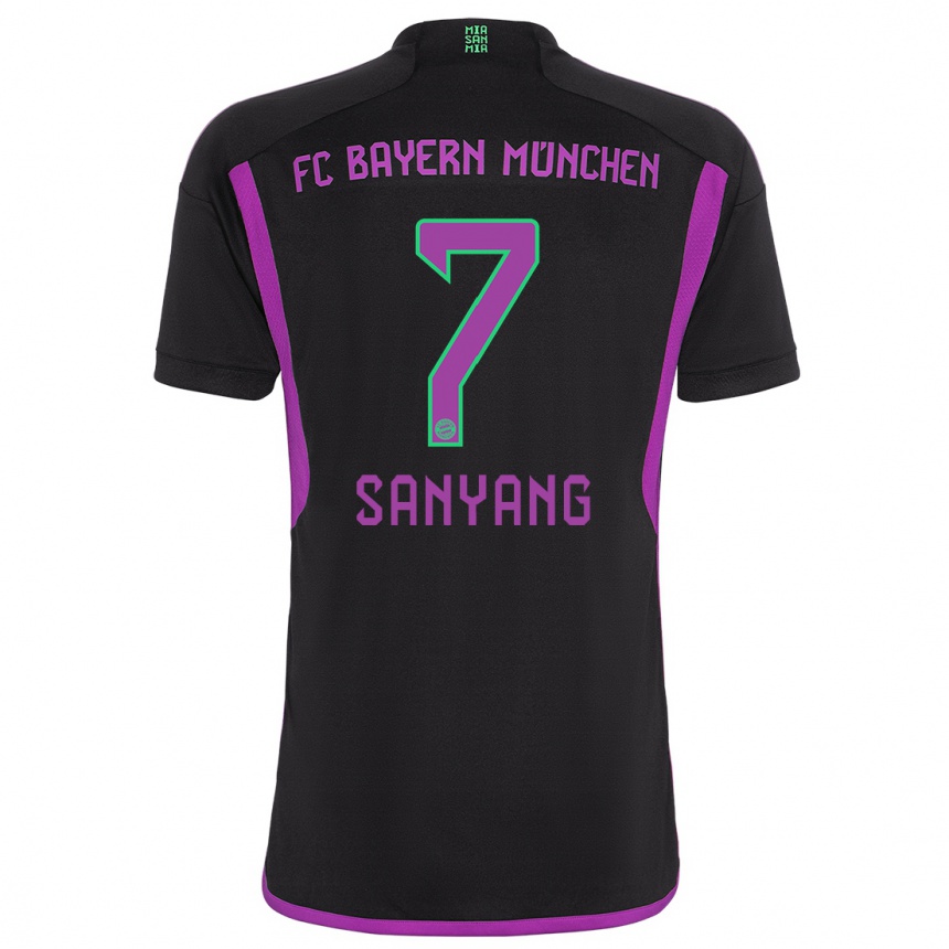 Kinder Fußball Mamin Sanyang #7 Schwarz Auswärtstrikot Trikot 2023/24 T-Shirt Luxemburg