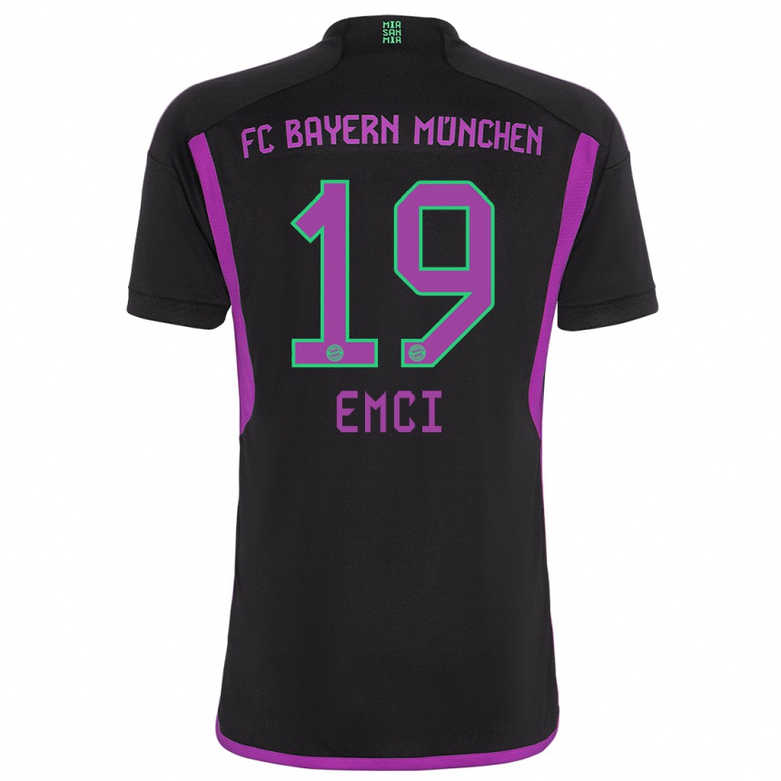 Kinder Fußball Ben Emci #19 Schwarz Auswärtstrikot Trikot 2023/24 T-Shirt Luxemburg