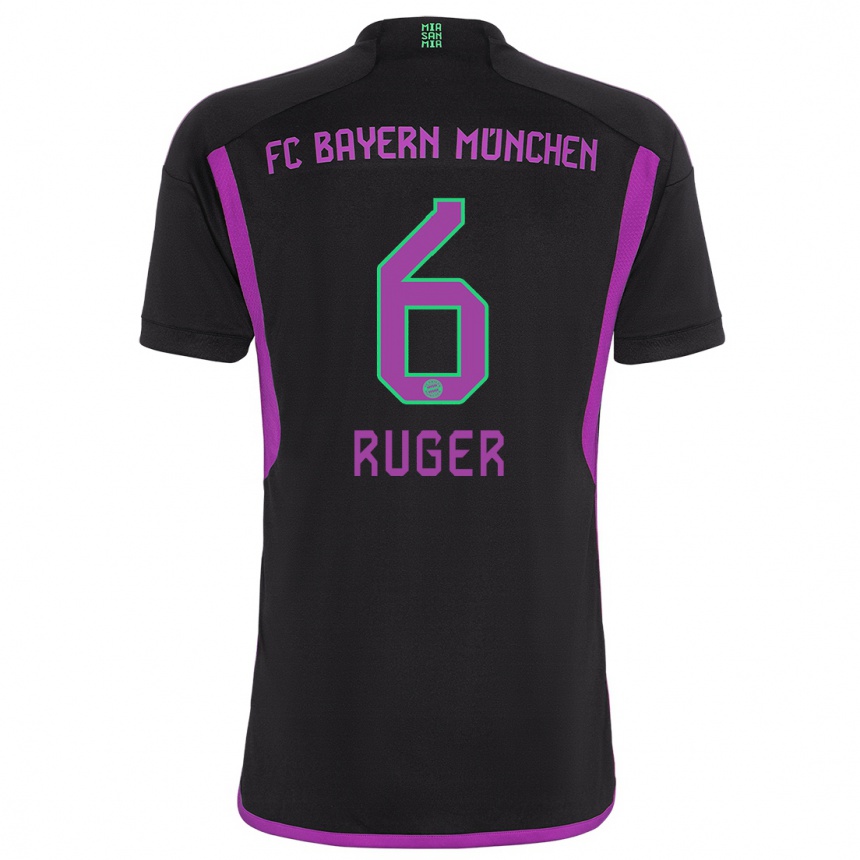 Kinder Fußball Kurt Ruger #6 Schwarz Auswärtstrikot Trikot 2023/24 T-Shirt Luxemburg