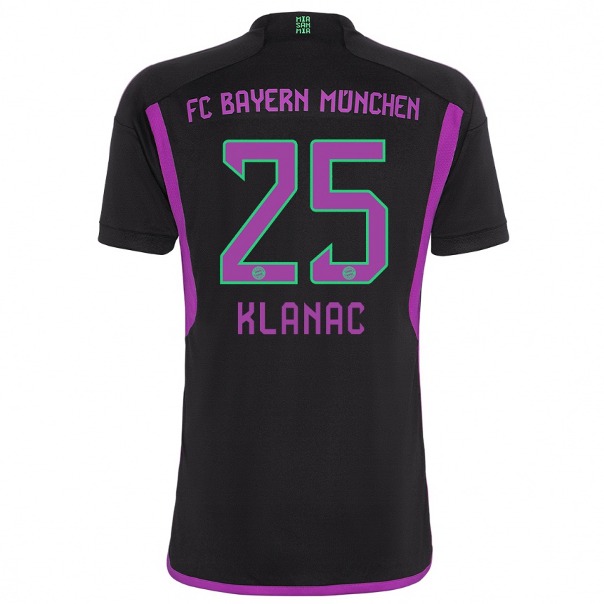 Kinder Fußball Luka Klanac #25 Schwarz Auswärtstrikot Trikot 2023/24 T-Shirt Luxemburg