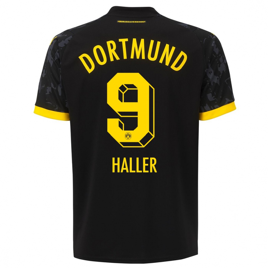 Kinder Fußball Sebastien Haller #9 Schwarz Auswärtstrikot Trikot 2023/24 T-Shirt Luxemburg